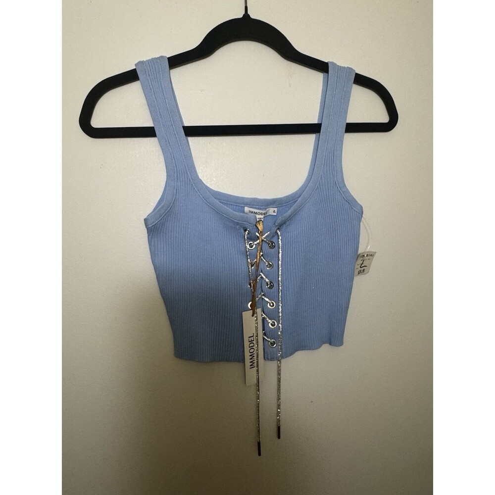 Women’s Powder Blue Top With Diamond Tie Up Size L